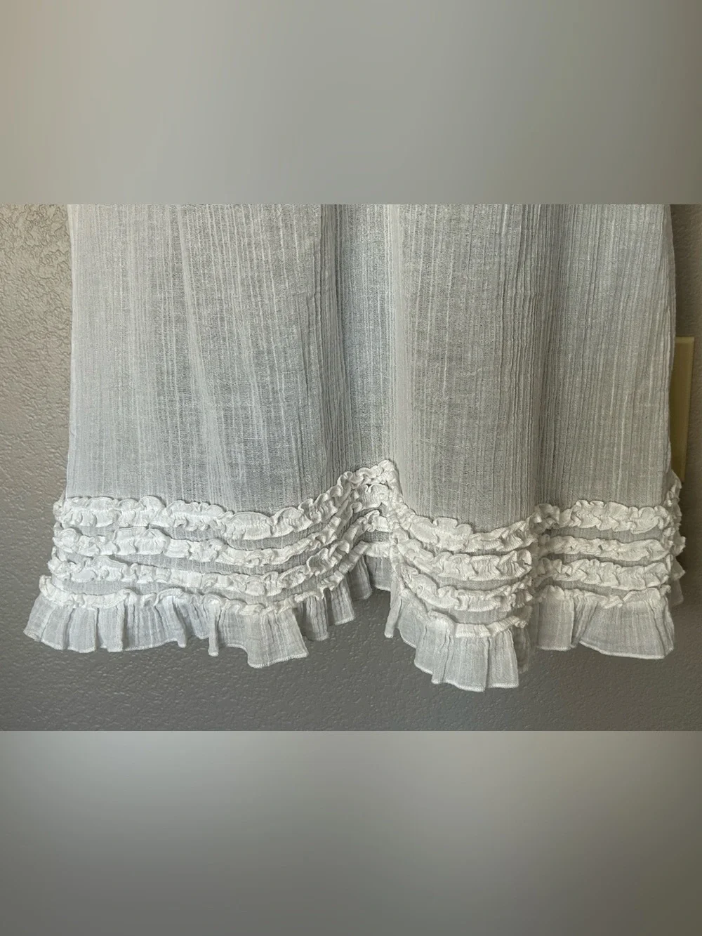 J. Crew White Cotton Gauze Beach Cover-Up Tunic V-Neck Tiered Ruffle Hem Swim